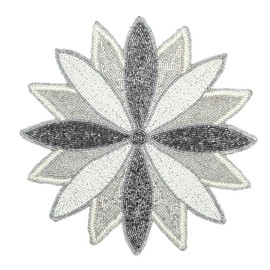 Round Grey Silver 13" Beaded Charger – Elegant Dining Table Mat for Holidays, Christmas, and Special Occasions – Decorative Glitz Table Setting Accent