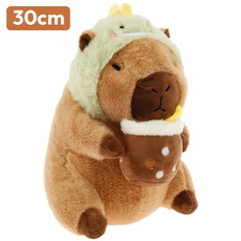 Kayuneed Cute Capybara Cuddly Toy with Dinosaurs - 30 cm Capybara Plush Toy, Capybara Plush Cushion Toy, Capybara Plushie Dolls, Birthday Gift for Boys Girls and Home Decoration