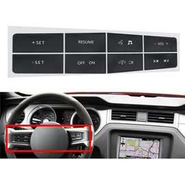 Generic BIBFXAA Dash Button Repair Kit Steering Wheel Control Button Worn Peeling Repair Kit Decals Stickers for Ford Mustang 2010 2011 2012 Car Accessories, Black