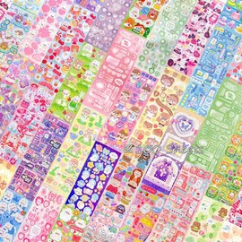 100 Sheets Kpop Stickers Deco Stickers,Kpop Photocard Stickers, Ribbon Butterfly Heart Alphabet Cute Stickers for Photocards Journaling Anniversary Family Photo Album Arts Crafts Scrapbooking