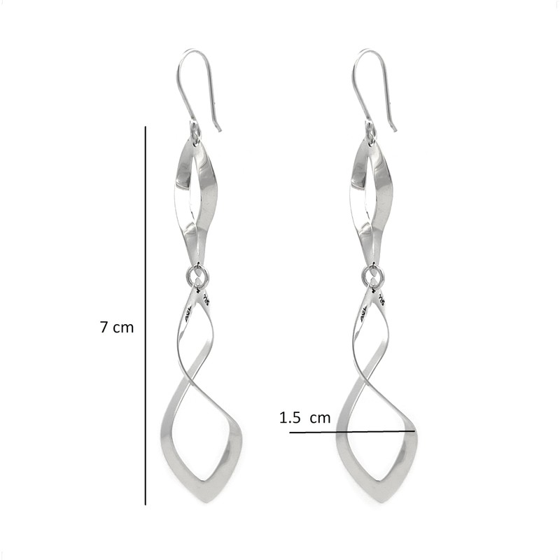 Agálea | Aretes largos de Plata ley .925 diseño Colgante