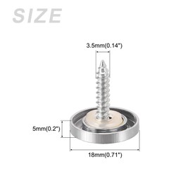 METALLIXITY 4pcs 18mm Brass Plated Screw Cap Cover Decorative Screws Screw Nails for Sign Advertising Hardware Construction Silver Tone