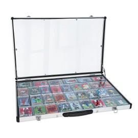 Goazhpon Portable Aluminum Card Display Case - 16" x 27" Lightweight Trade Show Case for Jewelry, Pins, Photos, Trading Cards, Collectibles - Silve