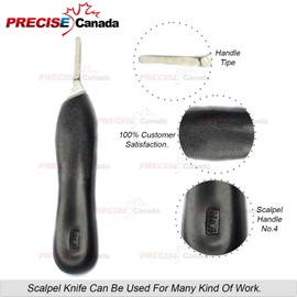 PRECISE CANADA: Box of 100 Pieces Carbon Steel Scalpel Blade #23 with Free Handle # 4 Black Color Plastic Handle