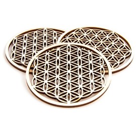 Berk EN-071-P3 Meditations-Zubehör, 3 x Blume des Lebens aus Holz 9 cm