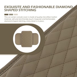 Ferianl Car Center Console Cover, Soft Car Armrest Box Pad with 2 Storage Bags, Microfiber Leather Car Armrest Cover, Universal Car Armrest Seat Box Pad, Car Interior Accessories (Beige)