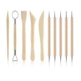 Clay Modelling Tools, 10 Pcs Wooden Clay Sculpting Modelling Pottery Tools Kit for DIY Art Crafts