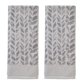 SKL Home by Saturday Knight Ltd. Distressed Leaves Hand Towel,Gray, 16x26 (2-Pack)