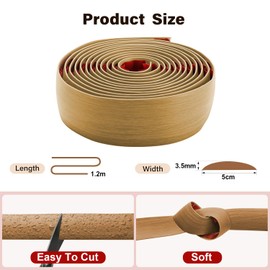 Rusoz Übergangsprofil Selbstklebend 5cm, Übergangsleiste Boden Flexible Pvc Abschlussleiste, Einfach Zuschneidbar & Montierbar for Joining Floor Gaps (Aspen Gelb, 1.2m)