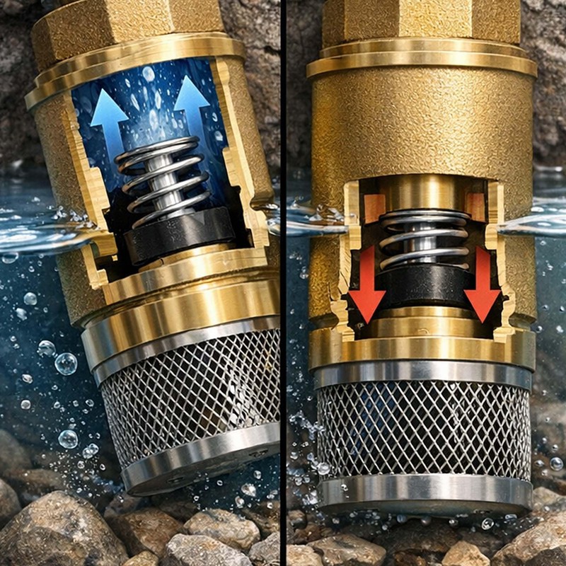 Brass Foot Valve with Check Valve and Stainless Steel Basket