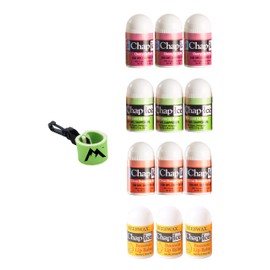 Chap Ice Mini Lip Balm Assorted Flavors12 Count  Bundle with  1 Mini Neoprene Sleeve  Lip Balm Holder with Swivel Clip by Mile High Online (13 Total  