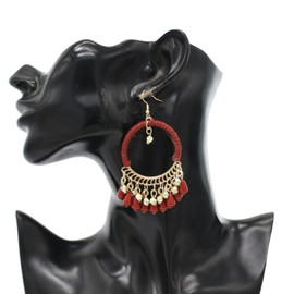 Stocking Stuffers Holiday Outfits for Women 2024 Boho Tassel Hoop Earrings Beaded Tassel Dangle Drop Earrings for Women Bohemian Vintage Fringe Hook Dangling Earrings Jewelry Gifts