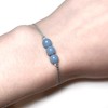 Dainty Angelite Bracelet, silver grey nylon cord string bracelet, adjustable