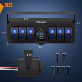 Nilight 6 Gang Rocker Switch Box 12V SPST ON Off Switch PD Type C and USB