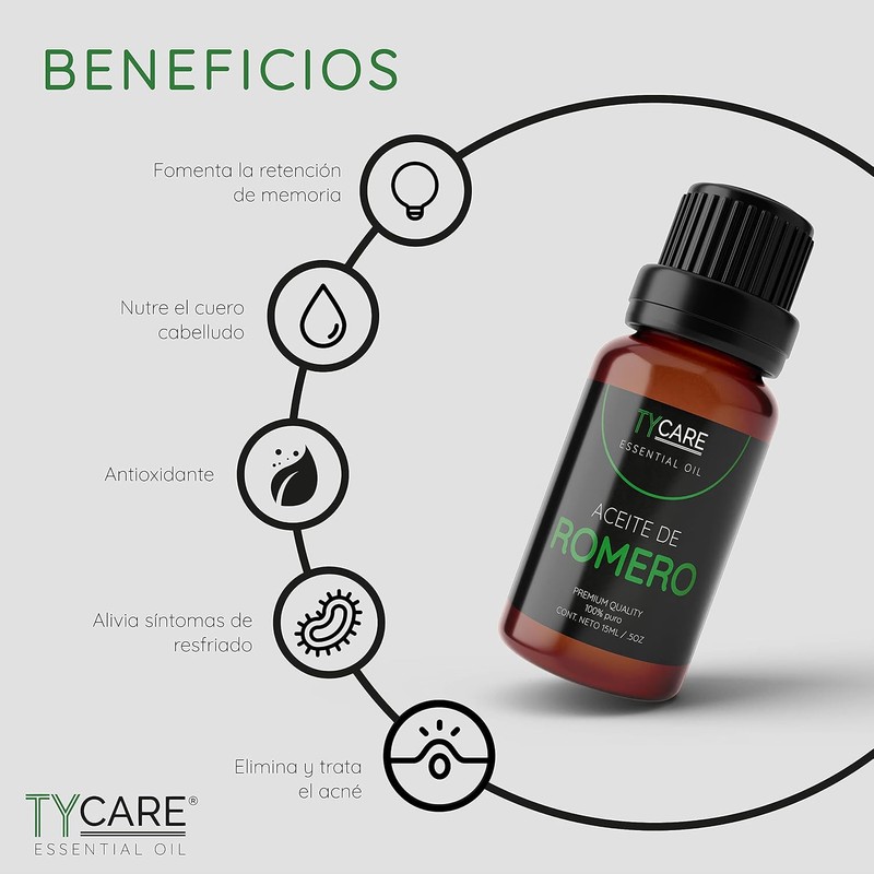 Aceite Esencial de Romero (Romero Officinalis) - 100% PURO PREMIUM
