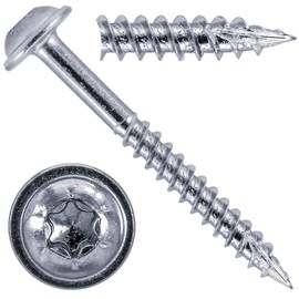 #7 x 1-1/2" Pocket Hole Torx/Star Head Screws FINE Thread Torx/Star Drive Pocket Hole Screws for Cabinetry & Furniture. - T-20 Torx Screw Head (5 POUNDS - 826 Approx. Screw Count)