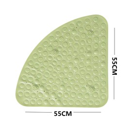 BUYGOO Shower Mat Non-Slip Bath Mat with Suction Cup 55 cm Fan-Shaped PVC Non-Slip Mat Anti-Mould Shower Mat Bath Mat with Drainage Hole for Shower or Bath