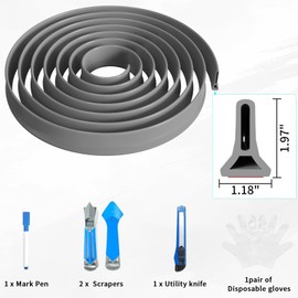 Hi-Na 3ft/5ft/6ft/8ft10ft Collapsible Shower Threshold Water Dam Water Barrier for Shower and Water Stopper Keeps Water Inside Water Threshold for Wet and Dry Separation (8ft, Grey)