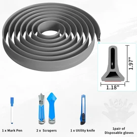 Hi-Na 3ft/5ft/6ft/8ft10ft Collapsible Shower Threshold Water Dam Water Barrier for Shower and Water Stopper Keeps Water Inside Water Threshold for Wet and Dry Separation (8ft, Grey)