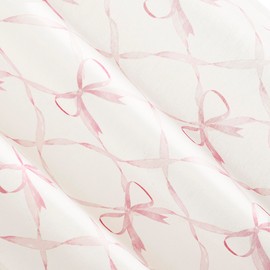 Sun Zero Romy Generation Lattice Bows Sheer Tie Top Curtain Panel, 50" x 63", Pink