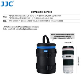 JJC Water Resistant Deluxe Lens Pouch with Shoulder Strap fits Lens Diameter and Height Below 110 x 190mm (4.3 x 7.5”)