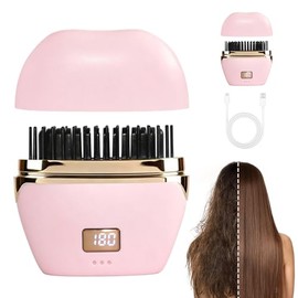 Mini Cepillo Alisador de Pelo Portatil, 3 Ajustes de Temperatura, Plancha para Cabello con Pantalla LED para Mujers, Peine Alisador Inalámbrico y...  