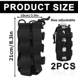 TOATELU Pack of 2 Tactical Bottle Holder: Military Water Bottle Bag Adjustable Width from 6-10 cm, 1000D Nylon Water Bottle Holder for Hiking, Hunting, Camping, Black