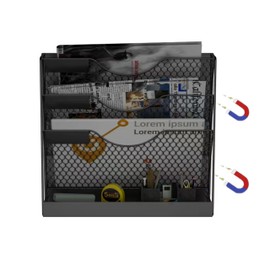 Magnetic Magazine Holder,File Organizer, Magnetic File Holders,4 Tier Magnetic Paper Holders for File Cabinet,Whiteboard,Refrigerator,Home Office,No Drilling Magnetic Mail Holder Storage Basket