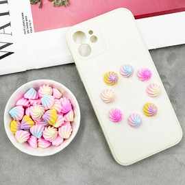 100 pcs Mini Cookie Cream Flatback Resin Charm,Fake Candy Whipped Cream Realistic Dessert Cracker Model for DIY Scrapbooking Embellishment Phonecase Hair Clip Jewelry Craft