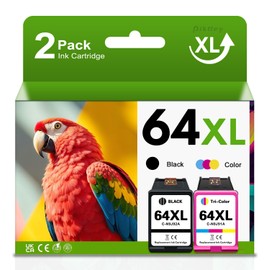 64XL Ink Cartridges High Yield Compatible 64XL Ink Cartridges Replacement for HP 64 64XL Envy Photo 7155 7858 7855 Envy Inspire 7255e 7955e Tango Series Printer(2-Pack, 1Black/1Tri-Color)