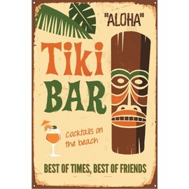 Metal Plaque Wall Sign Tiki Bar Aloha Gift 15 x 20 cm