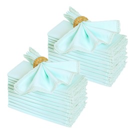 Ramanta Home Linen Flax Cloth Napkins Set of 24 - Soft & Durable Decorative Lace Dinner Napkin for Wedding Parties Events | Washable Premium Bulk Cotton Table Décor 18x18 Inch - Baby Blue