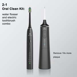 Upgraded Pro Dental Care Kit: 5-Mode Water Flosser & 50,000 VPM Sonic Electric Toothbrush | Premium Oral Clean Set with Enhanced Cleaning Modes, Larger Tank & Refined Design for Advanced Gum Health