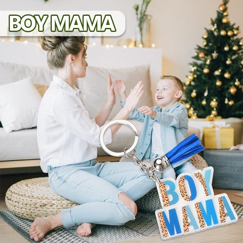 Boy Mama Keychain for Women Mom Mother's Day Gifts for
