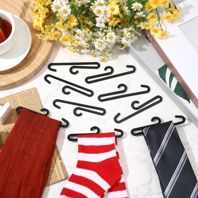 DoubleFill 100pcs Plastic Sock Hanger with Curved Bar 3.9" Display
