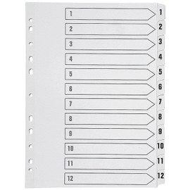 Q-Connect 1-12 Index Multi-Punched Reinforced Board Clear Tab A4 White KF01529