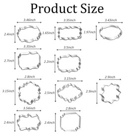 10PCS Stainless Steel Plaque Frame Cookie Cutters - Variety Shapes Fondant Cutters for Baking,Wedding,Birthday,Christmas,Metal Biscuit Molds for DIY Decorations