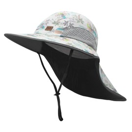 SmztTrend Boys Sun Hat Wide Brim Girls Sun Protection Cap Kids Beach Hats Toddler Summer Hat with Neck Flap UPF 50+（Grey,2-5T