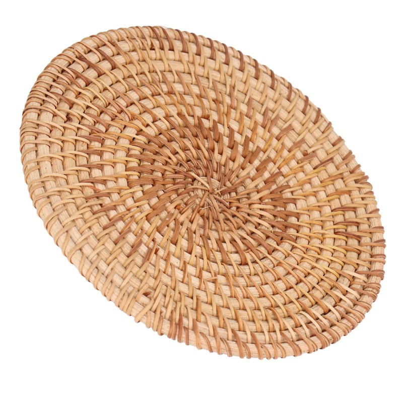 Round Woven Placemats, Natural Rattan Braid Table Mats, Hot Insulation