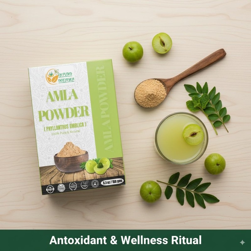 Herbs Botanica Natural Amla Powder (Indian Gooseberry, Amalaki), Pure Natural