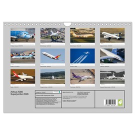 Airbus A380 Superjumbo 2026 (Wall Calendar 2026 DIN A4 Landscape), CALVENDO Monthly Calendar