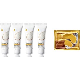 Kit 4 Cremas De Manos Extracto De Arroz+ 1 Par de Mascarilla de colageno para ojos con base de Oro, Aclara Regenera Antiedad Despigmentante, 4 Unidades de 30g, 120g, Humecta, Quita Manchas,Elimina ojeras y líneas finas, reducir las bolsas de los ojos