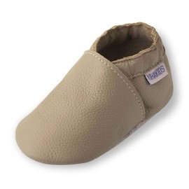 YIHAKIDS Baby Shoes for Boys Girls Infant Toddler Leather Moccasins Soft Sole Baby Slippers Multi-Colors(Size XL, 8-8.5 US /18-24 Mo./5.9in,Taupe)