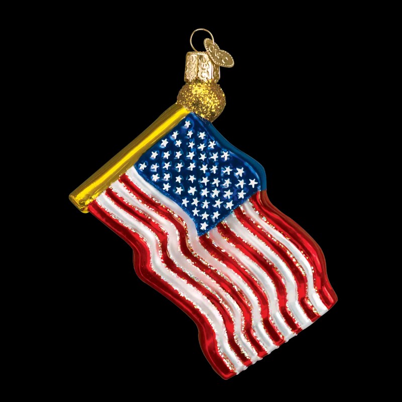 Old World Christmas Star Spangled Banner US Flag Blown Glass
