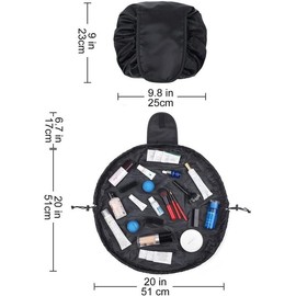 Portable Drawstring Makeup Bag, 1 Count Letter & Flower Print Makeup Organizer, Travel Toiletry Bag, Cosmetic Storage Bag, Makeup Organizer Pouch, Christmas, Christmas Gift - Color: Black, Specification: Letter-D