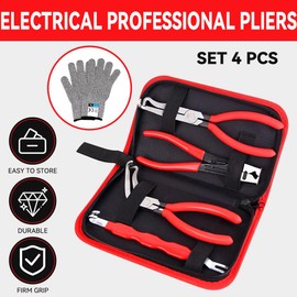 Automotive Electrical Disconnect Pliers Set with Storage Box, 4-Piece Connector Separator & Terminal Removal Tool for Mass Air Flow Sensors, Fuel Injectors, Straight & 60° Jaw