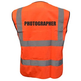 Orange Hi Vis vest PHOTOGRAPHER Vest Waistcoat Safety Vest Medium