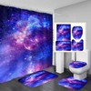 AAtter 4 Piece Galaxy Shower Curtain Set Space Universe Starry