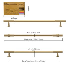 Amerdeco 10 Pack Champagne Bronze Cabinet Pulls 10 Inch(254MM) Hole Centers Kitchen Cabinet Handles Hardware Kitchen Handles for Cabinets Cupboard Handles Drawer Pulls ZH0071