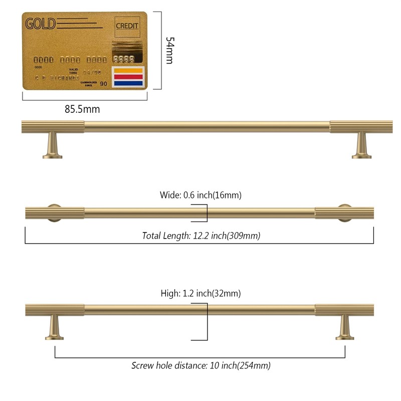 Amerdeco 10 Pack Champagne Bronze Cabinet Pulls 10 Inch(254MM) Hole
